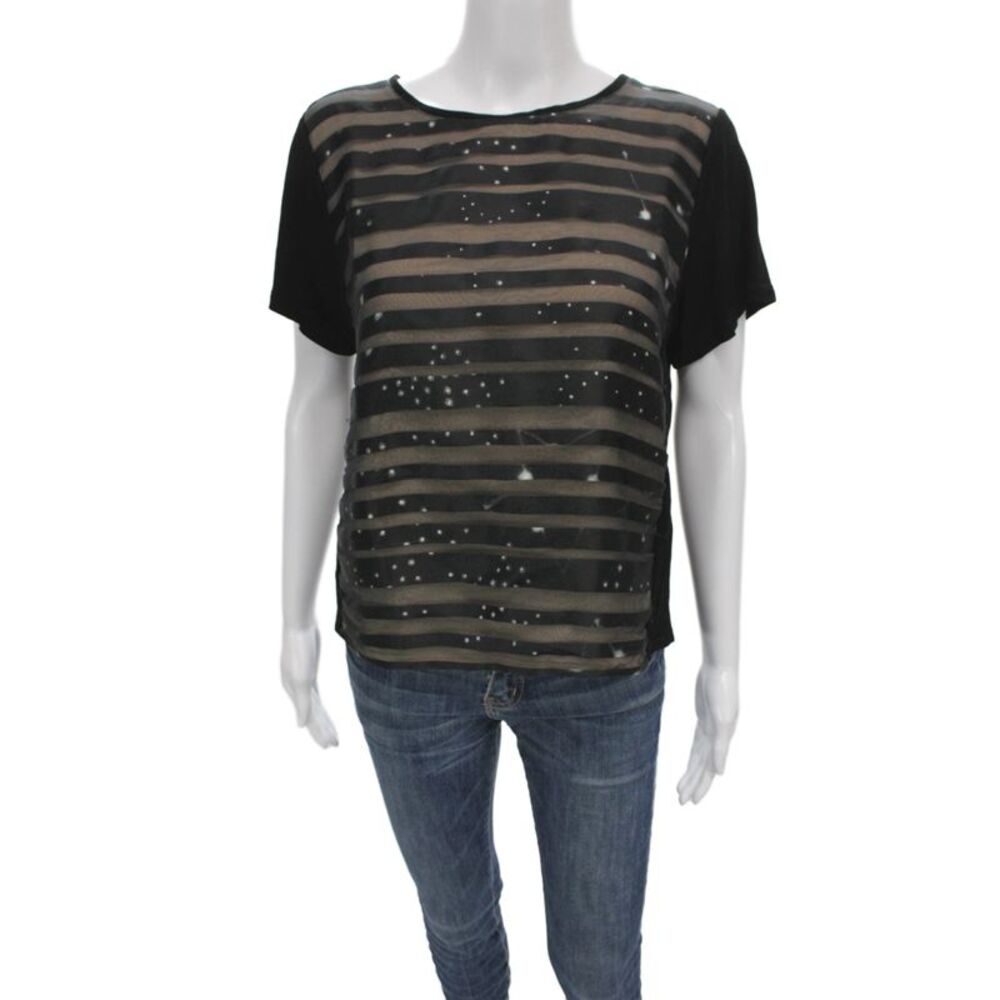 Vionnet Womens Beige Striped Viscose Short Sleeve Round Neck T-Shirt Size 38